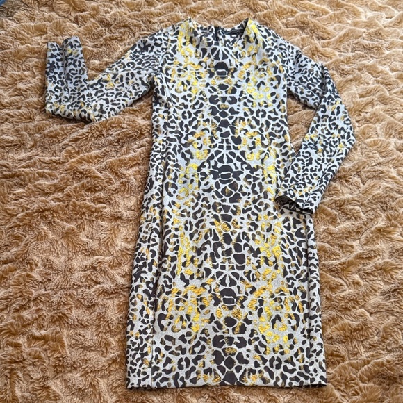 Zara Collection Stylish Leopard Print Dress with Gold Accents size L - Picture 1 of 9